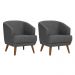Conjunto com 2 Poltronas Betania Linho Mescla Chumbo e Madeira