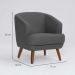 Conjunto com 2 Poltronas Betania Linho Mescla Chumbo e Madeira