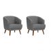 Conjunto com 2 Poltronas Betania Linho Mescla Cinza e Madeira