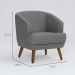Conjunto com 2 Poltronas Betania Linho Mescla Cinza e Madeira