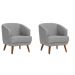 Conjunto com 2 Poltronas Betania Linho Mescla Elefante e Madeira