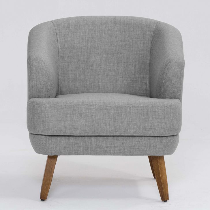 Conjunto com 2 Poltronas Betania Linho Mescla Elefante e Madeira
