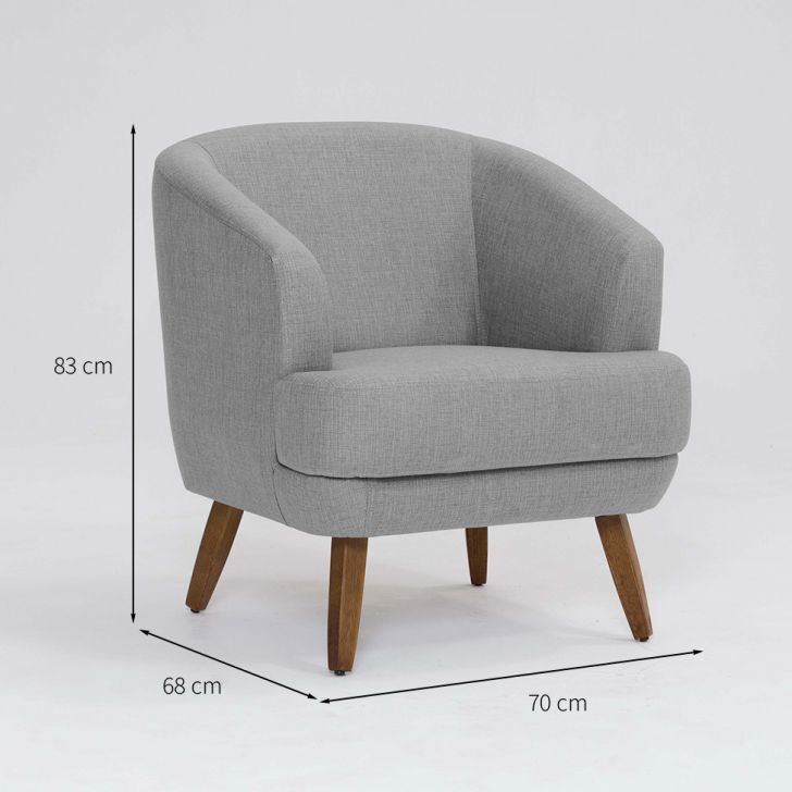 Conjunto com 2 Poltronas Betania Linho Mescla Elefante e Madeira