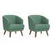 Conjunto com 2 Poltronas Betania Linho Mescla Verde Salvia e Madeira
