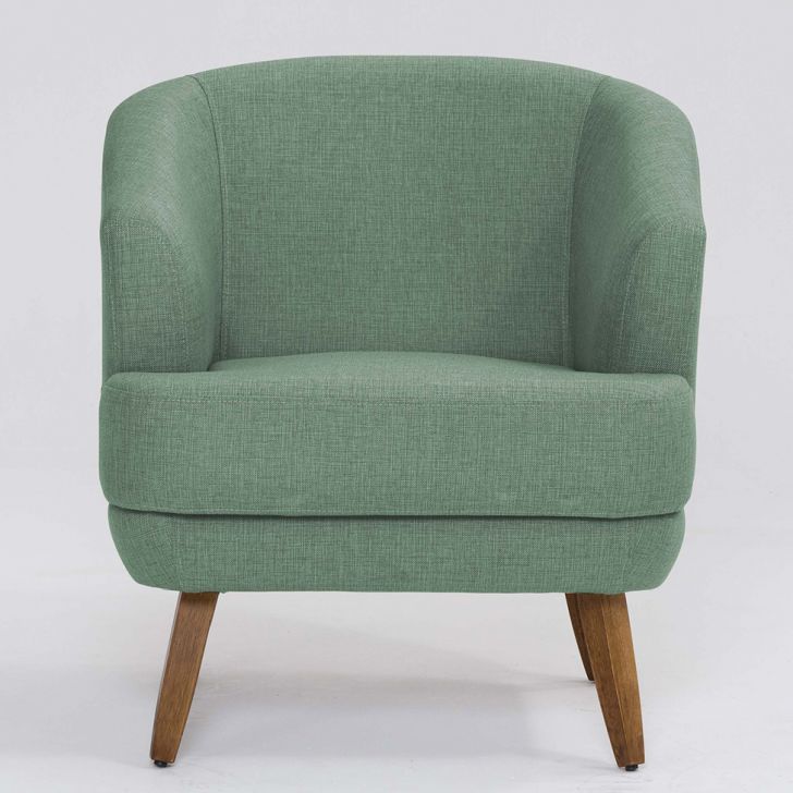 Conjunto com 2 Poltronas Betania Linho Mescla Verde Salvia e Madeira