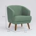 Conjunto com 2 Poltronas Betania Linho Mescla Verde Salvia e Madeira