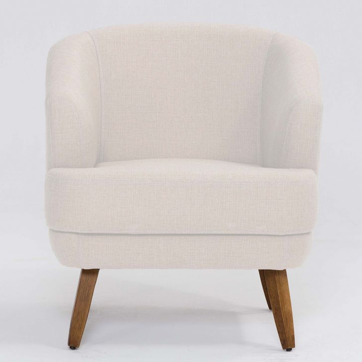 Conjunto com 2 Poltronas Betania Linho Pérola e Madeira