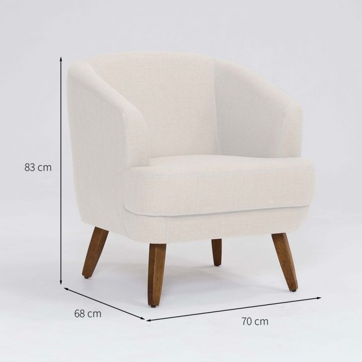 Conjunto com 2 Poltronas Betania Linho Pérola e Madeira