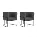 Conjunto com 2 Poltronas Betina Linho Mescla Chumbo e Chocolate