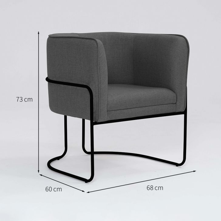 Conjunto com 2 Poltronas Betina Linho Mescla Chumbo e Chocolate