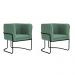 Conjunto com 2 Poltronas Betina Linho Mescla Verde Salvia e Preta
