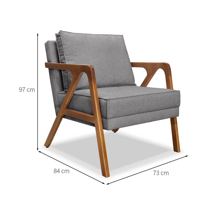 Conjunto com 2 Poltronas Laura Linho Cinza
