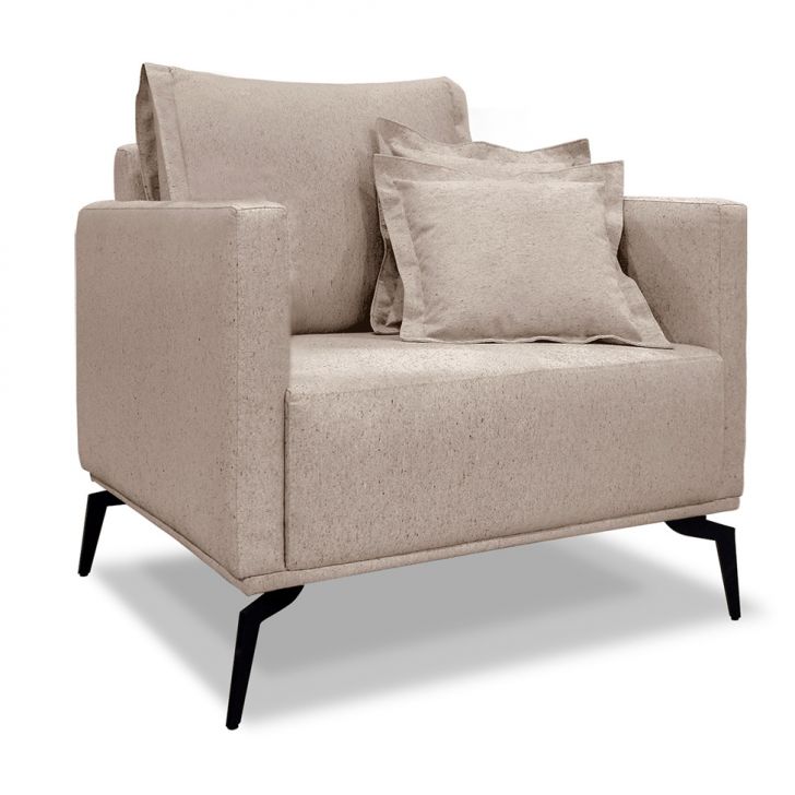 Conjunto com 2 Poltronas Lazio Linho Areia