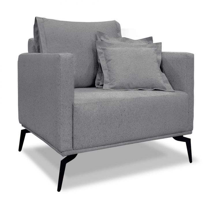 Conjunto com 2 Poltronas Lazio Linho Cinza