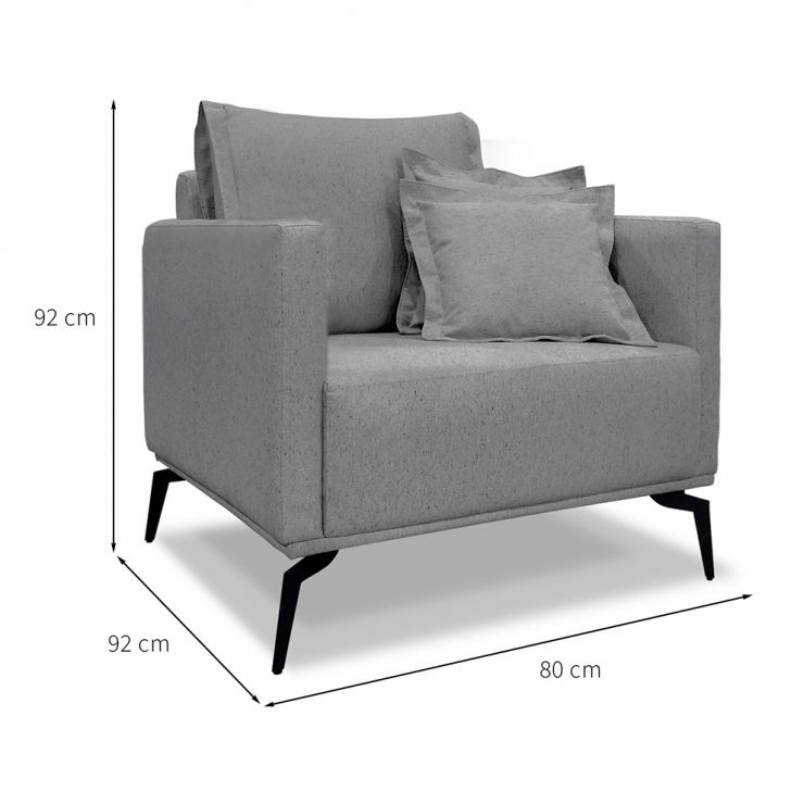 Conjunto com 2 Poltronas Lazio Linho Cinza