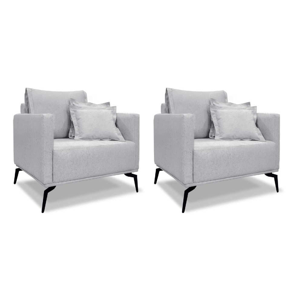 Conjunto com 2 Poltronas Lazio Linho Grigio