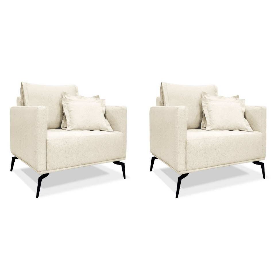 Conjunto com 2 Poltronas Lazio Linho Natural