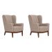 Conjunto com 2 Poltronas Milena Linho Mescla Bege e Madeira