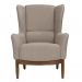 Conjunto com 2 Poltronas Milena Linho Mescla Bege e Madeira
