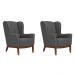 Conjunto com 2 Poltronas Milena Linho Mescla Chumbo e Madeira