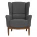 Conjunto com 2 Poltronas Milena Linho Mescla Chumbo e Madeira