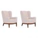 Conjunto com 2 Poltronas Milena Linho Pérola e Madeira