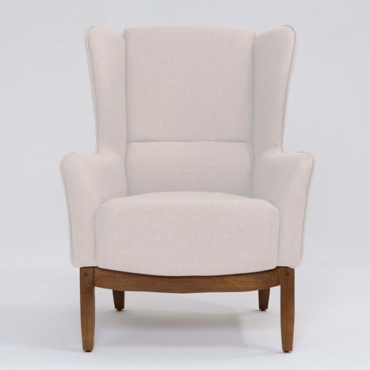 Conjunto com 2 Poltronas Milena Linho Pérola e Madeira