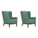 Conjunto com 2 Poltronas Milena Linho Verde Salvia e Madeira