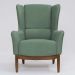 Conjunto com 2 Poltronas Milena Linho Verde Salvia e Madeira