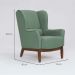 Conjunto com 2 Poltronas Milena Linho Verde Salvia e Madeira