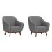 Conjunto com 2 Poltronas Paloma Linho Mescla Cinza e Castanho