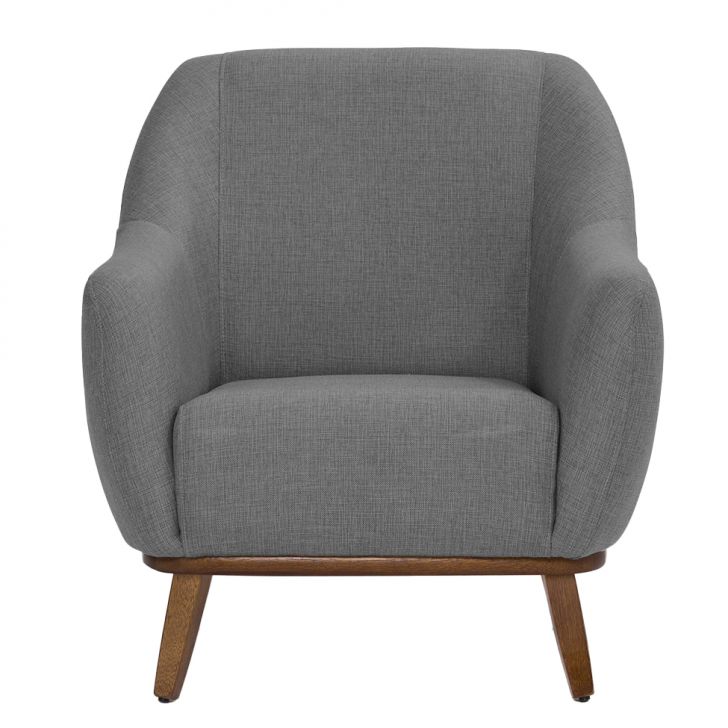 Conjunto com 2 Poltronas Paloma Linho Mescla Cinza e Castanho