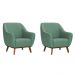 Conjunto com 2 Poltronas Paloma Linho Mescla Verde Salvia e Castanho