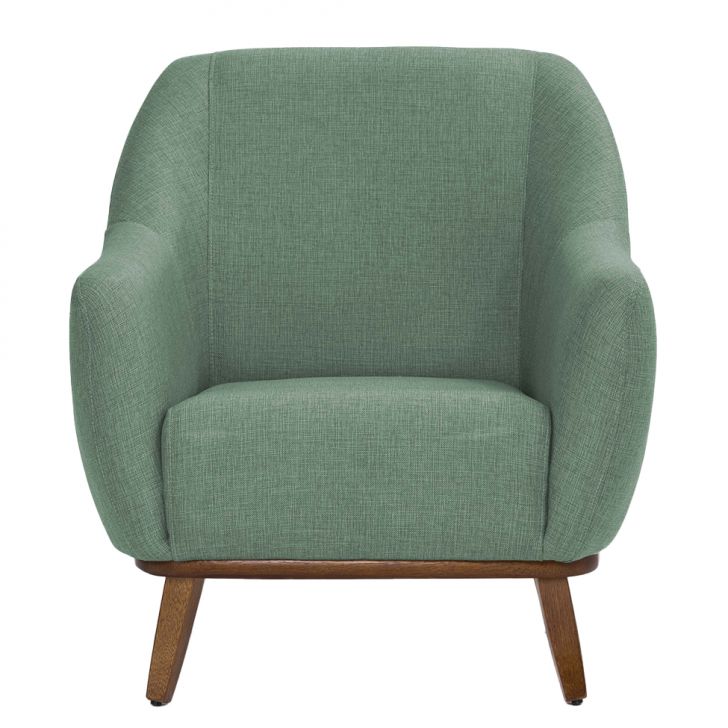 Conjunto com 2 Poltronas Paloma Linho Mescla Verde Salvia e Castanho