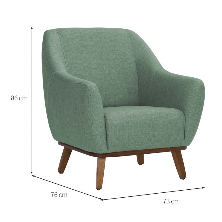 Conjunto com 2 Poltronas Paloma Linho Mescla Verde Salvia e Castanho