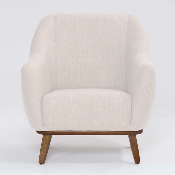 Conjunto com 2 Poltronas Paloma Linho Pérola e Castanho