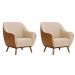 Conjunto com 2 Poltronas Paloma Revestimento Sintético Terracota e Linho Marfim