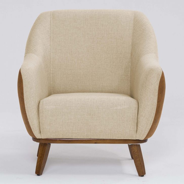 Conjunto com 2 Poltronas Paloma Revestimento Sintético Terracota e Linho Marfim