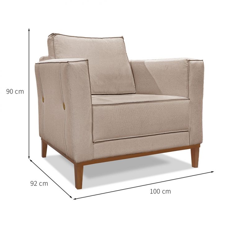 Conjunto com 2 Poltronas Potenza Linho Areia