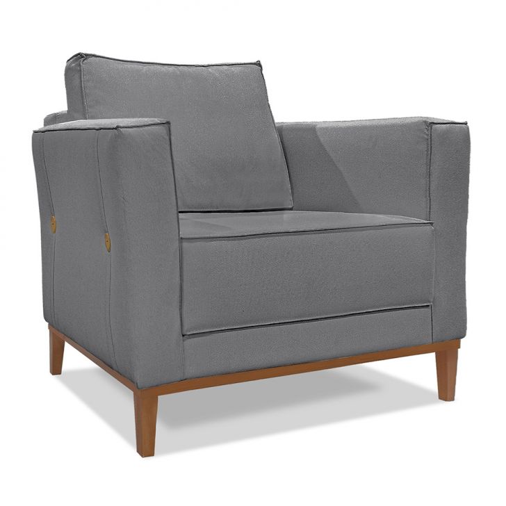 Conjunto com 2 Poltronas Potenza Linho Cinza