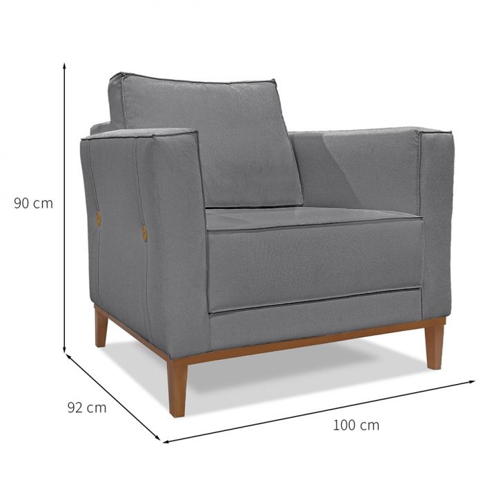 Conjunto com 2 Poltronas Potenza Linho Cinza
