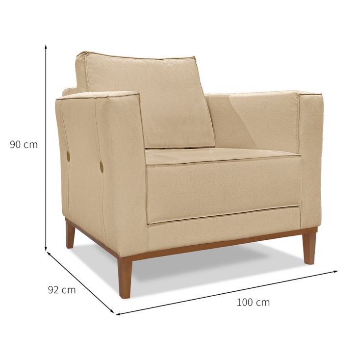 Conjunto com 2 Poltronas Potenza Linho Dourado