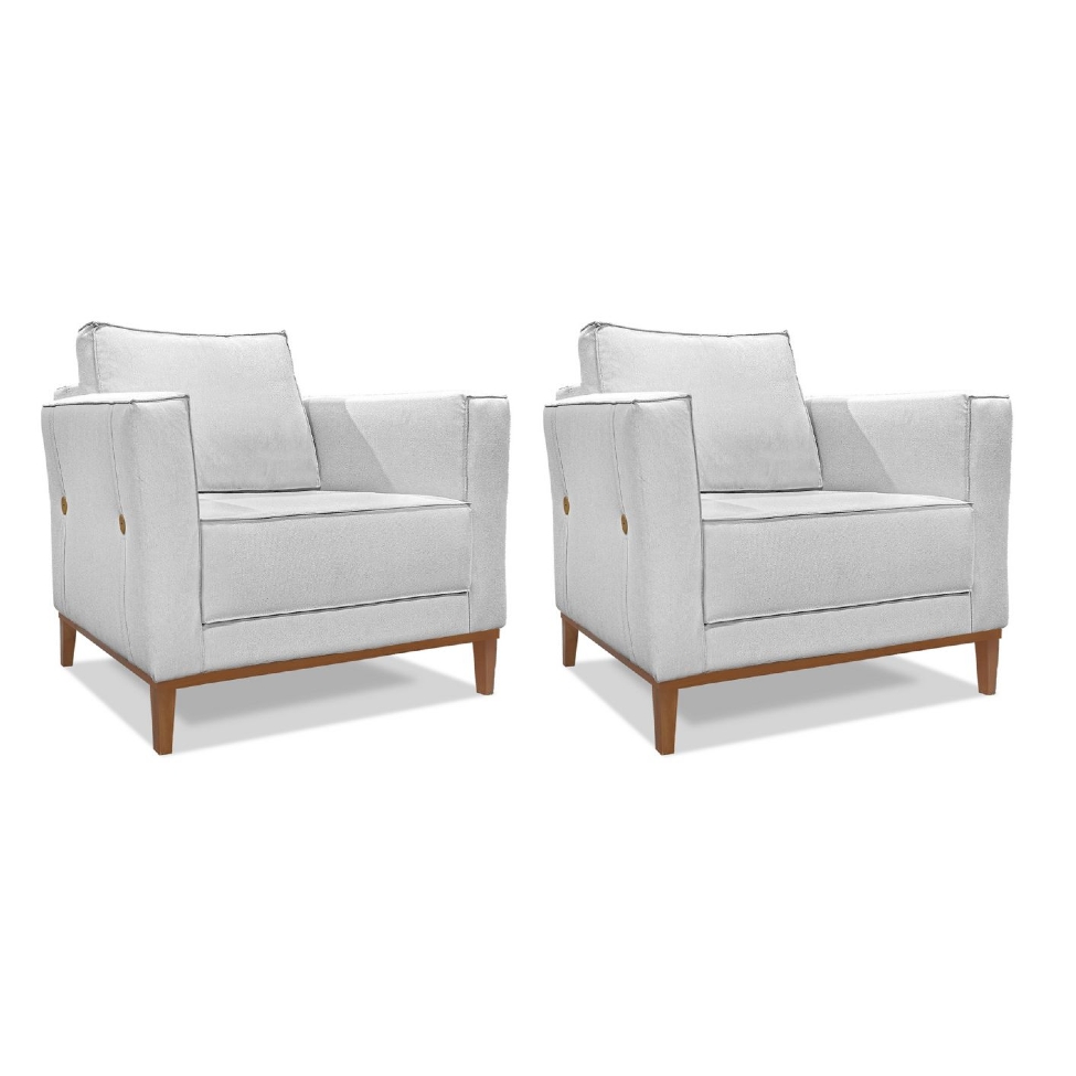 Conjunto com 2 Poltronas Potenza Linho Grigio