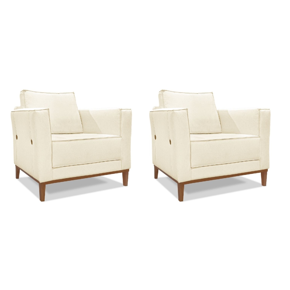 Conjunto com 2 Poltronas Potenza Linho Pérola
