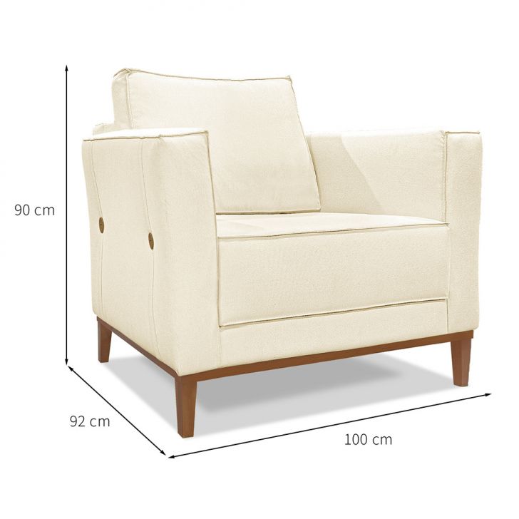 Conjunto com 2 Poltronas Potenza Linho Pérola