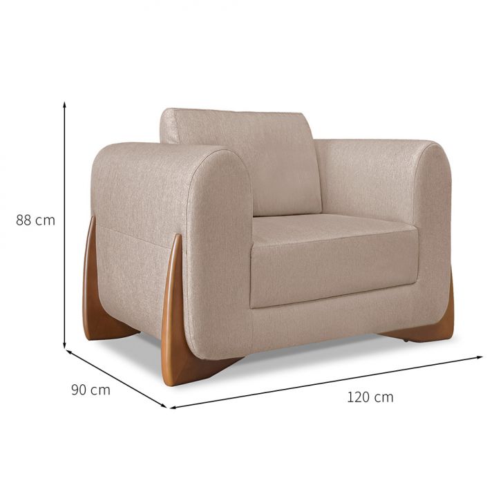 Conjunto com 2 Poltronas Yves Linho Areia
