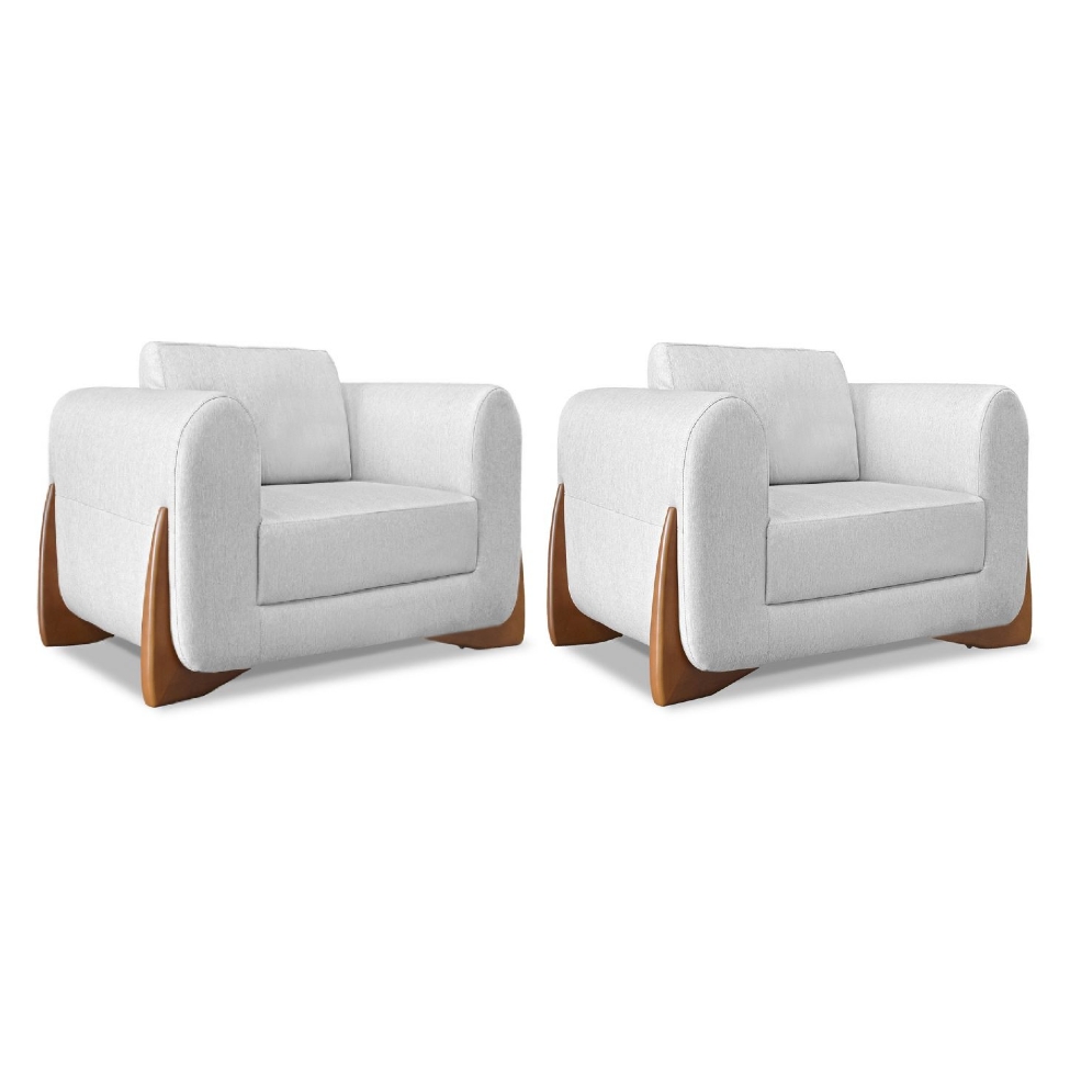 Conjunto com 2 Poltronas Yves Linho Grigio