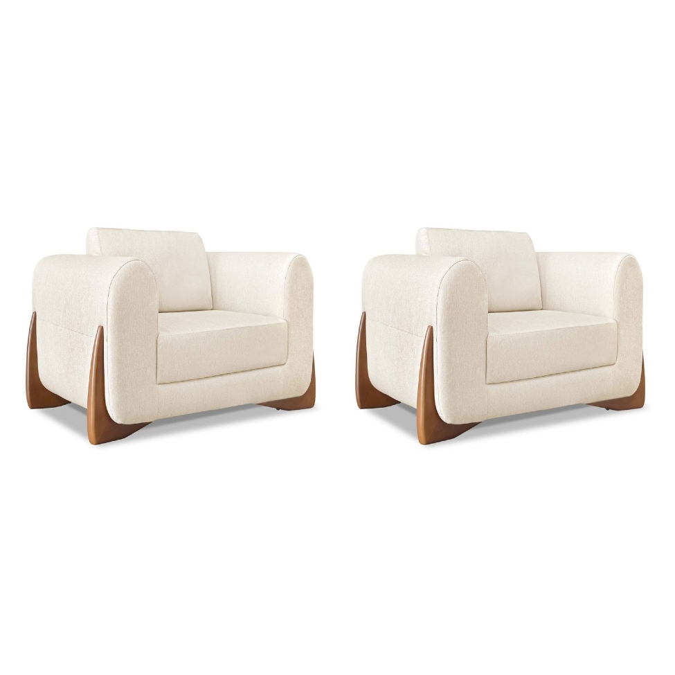 Conjunto com 2 Poltronas Yves Linho Natural
