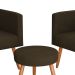 Conjunto com 2 Poltronas e 1 Puff Dallas Veludo Marrom