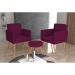 Conjunto com 2 Poltronas e 1 Puff Dallas Veludo Marsala